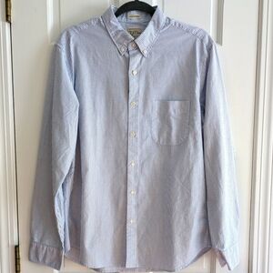 NWT Men's J.Crew American Pima cotton slim untucked blue and white shirt size L